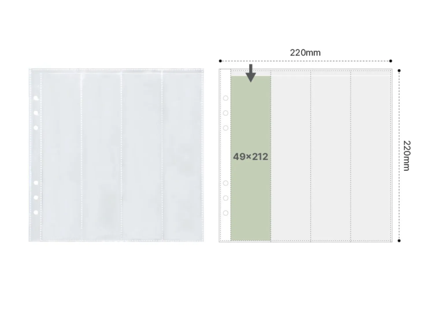 Basic 6 Ring A5 Wide Double-sided Pocket Refill