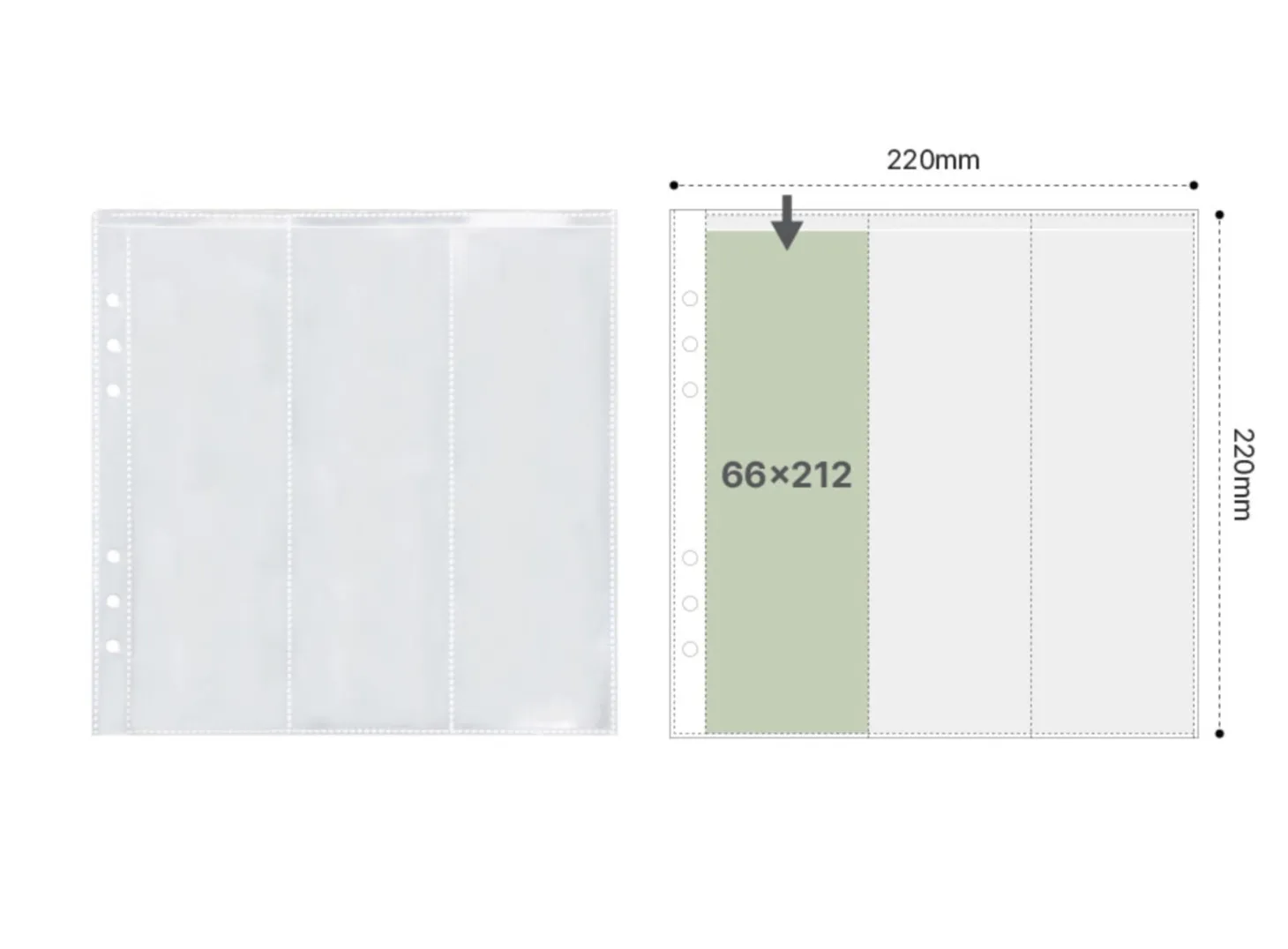 Basic 6 Ring A5 Wide Double-sided Pocket Refill