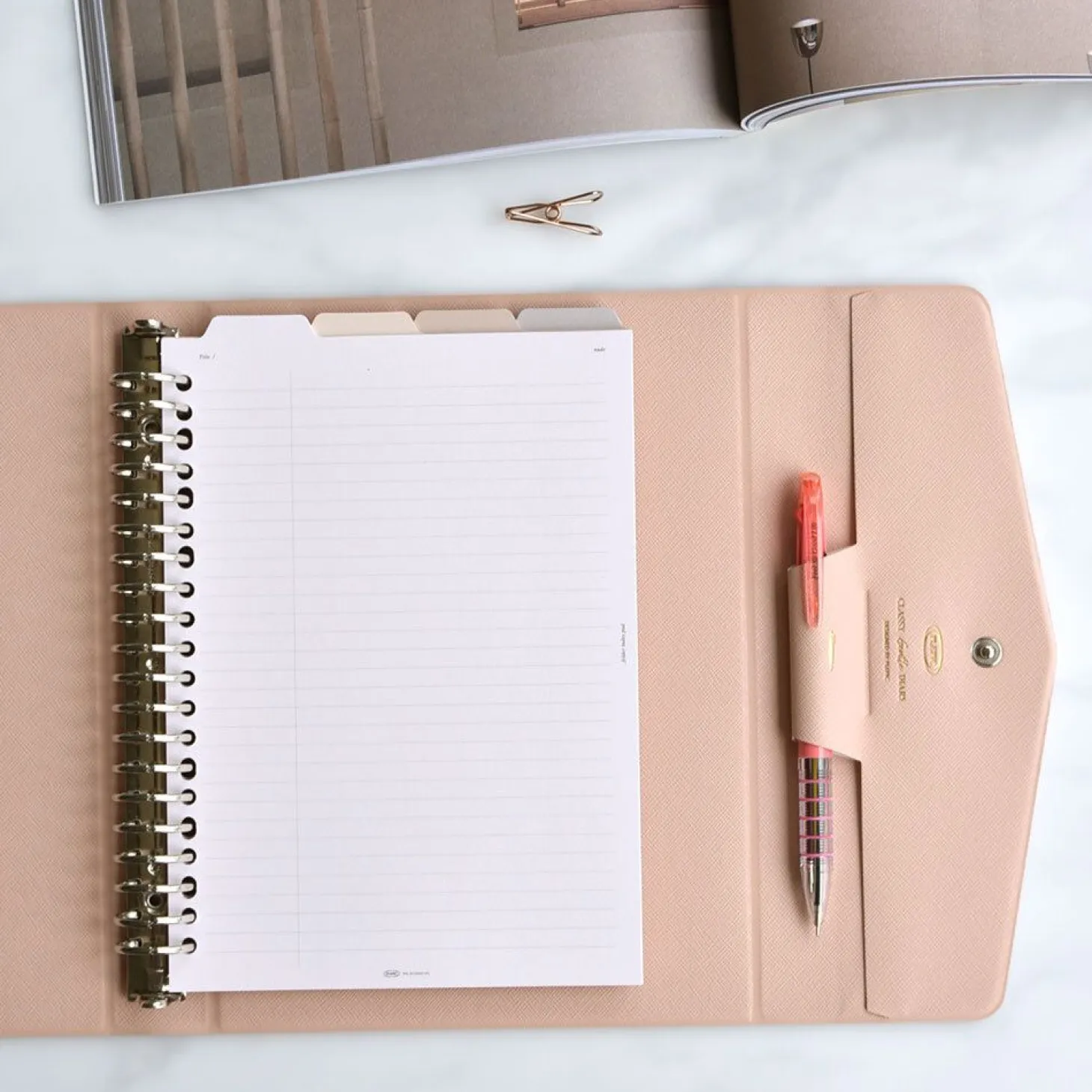 Classy Gentle 20 Ring A5 Binder Clutch