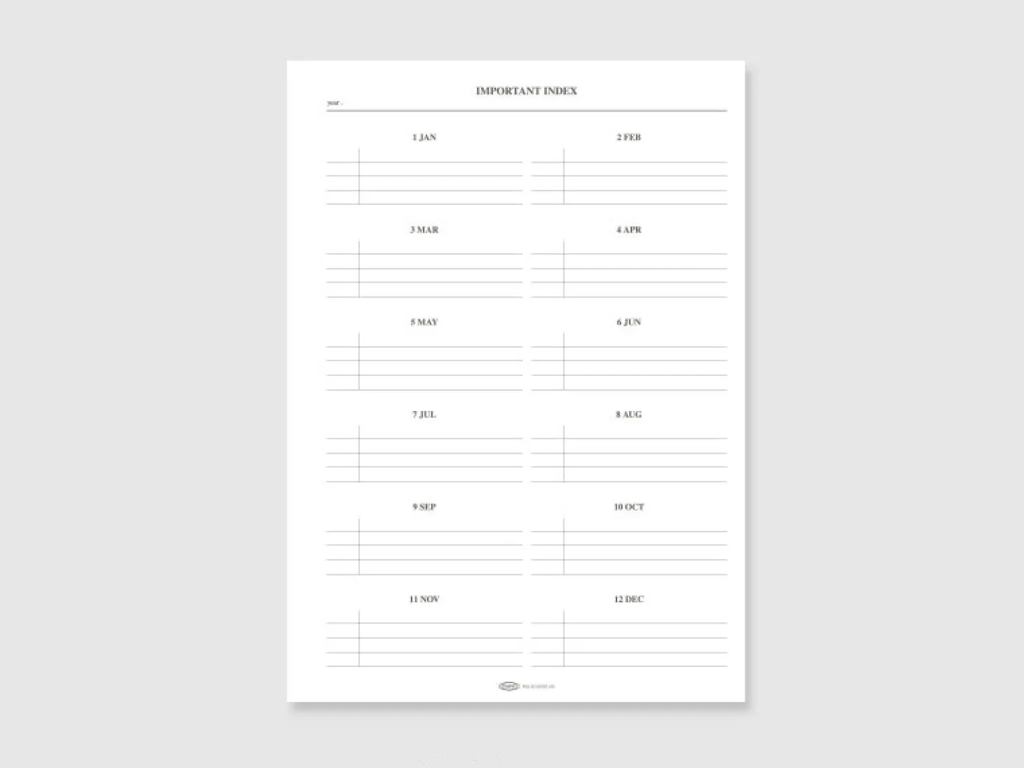 Classy Standard Index Weekly Planner