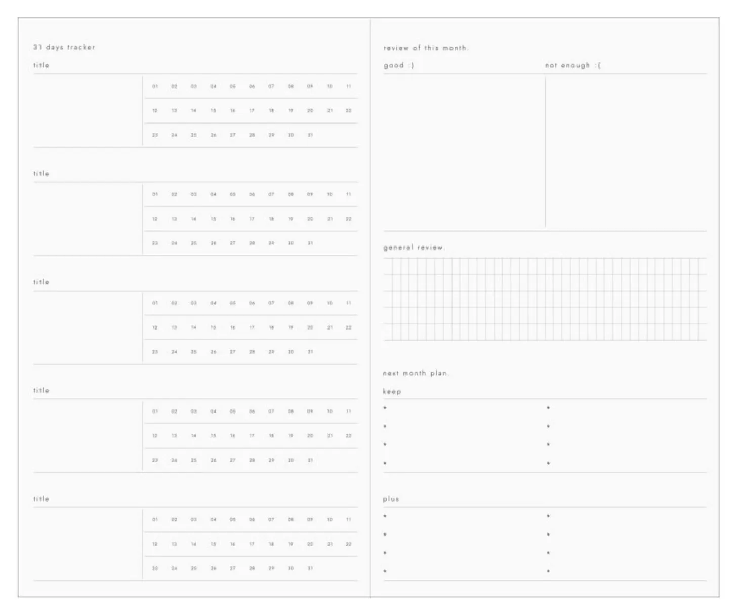 Daily Sequence One-Month Planner