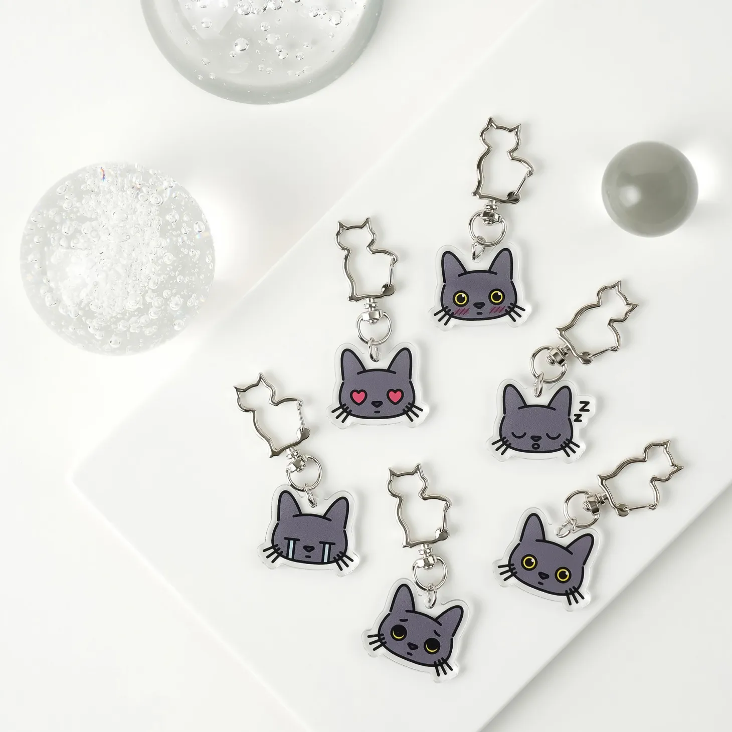 Lana Cat Emoji Acrylic Key Ring