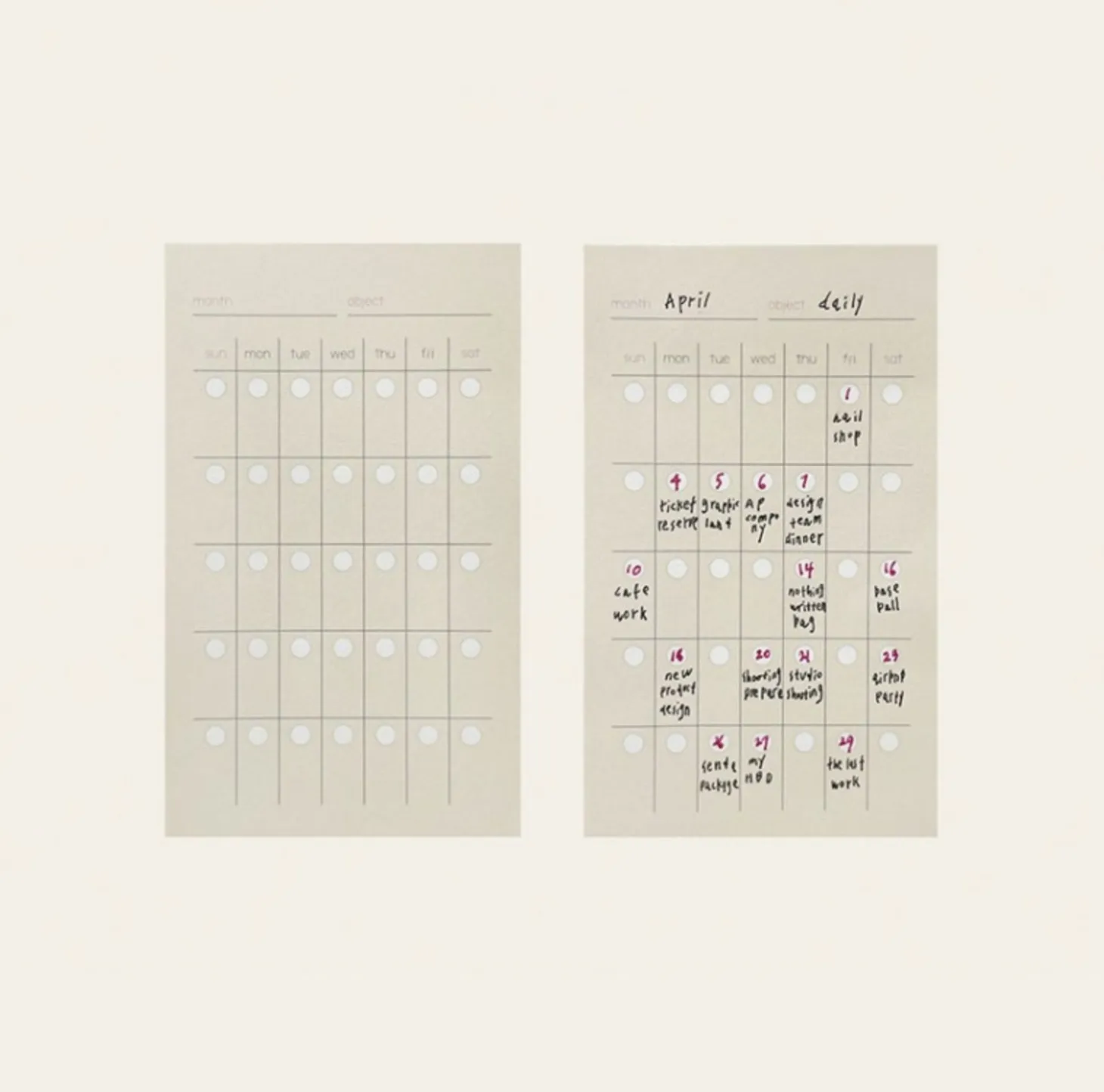 Mini Schedule Sticky note