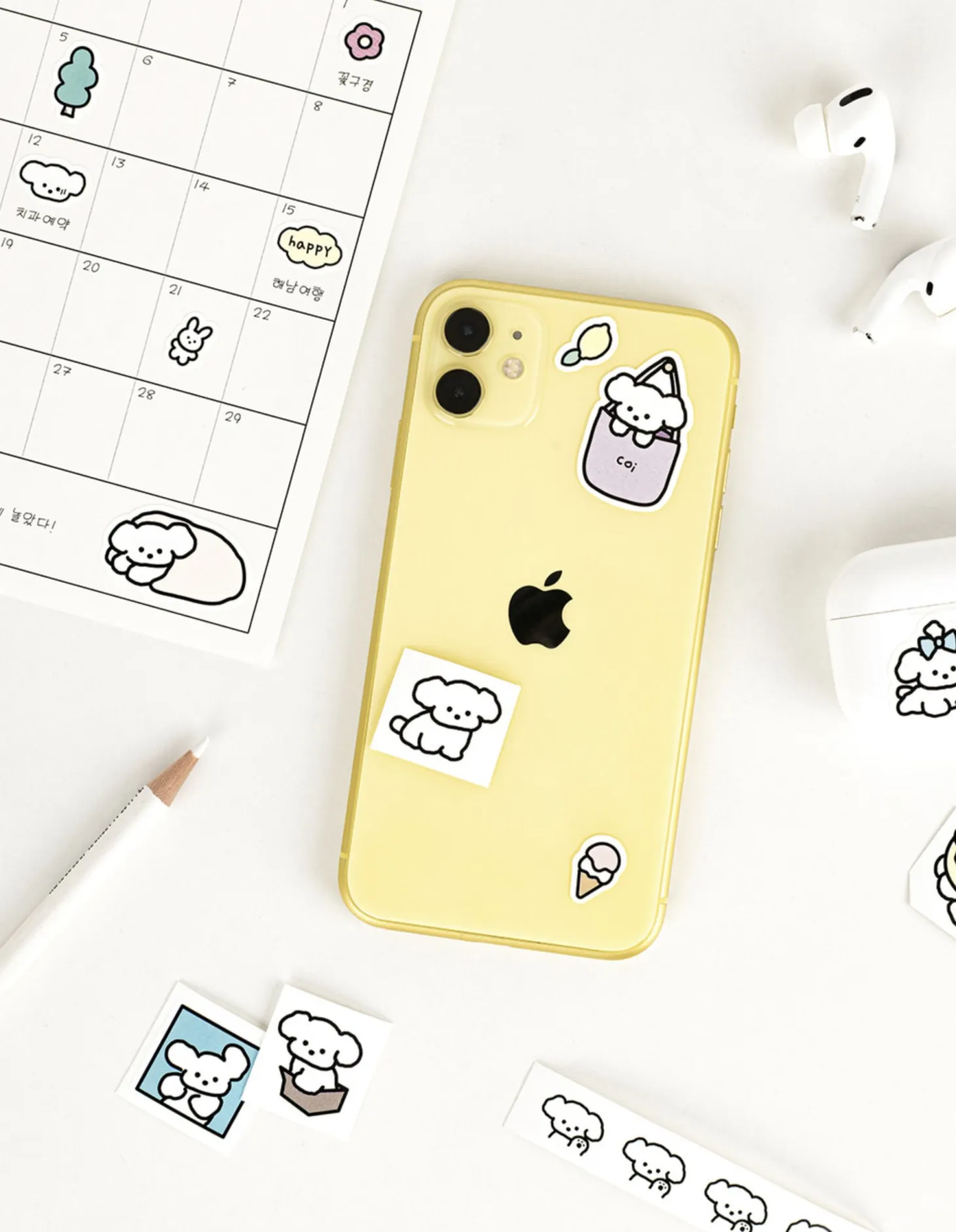 6pcs Coi Puppy Removable Sticker Set