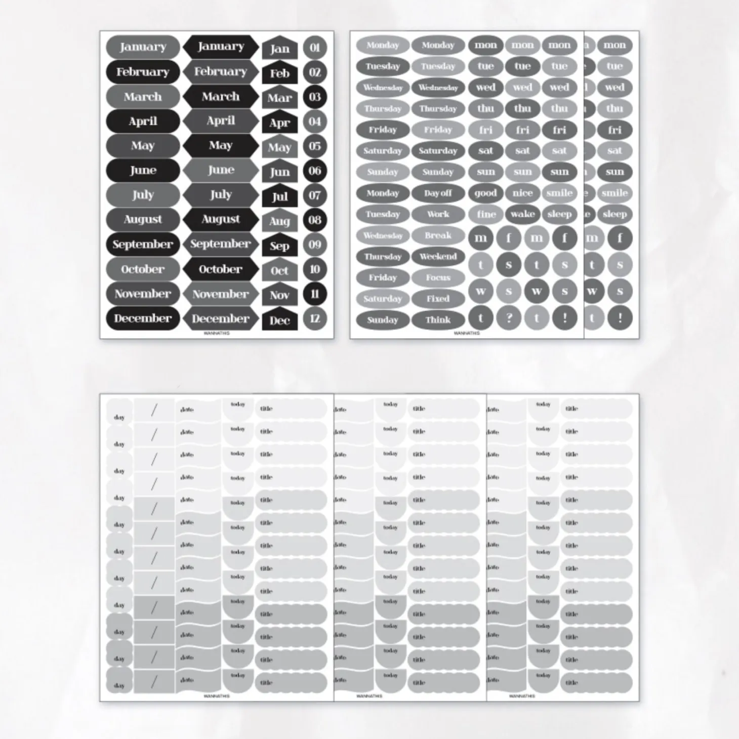 6pcs Daily Journal Deco Sticker Set