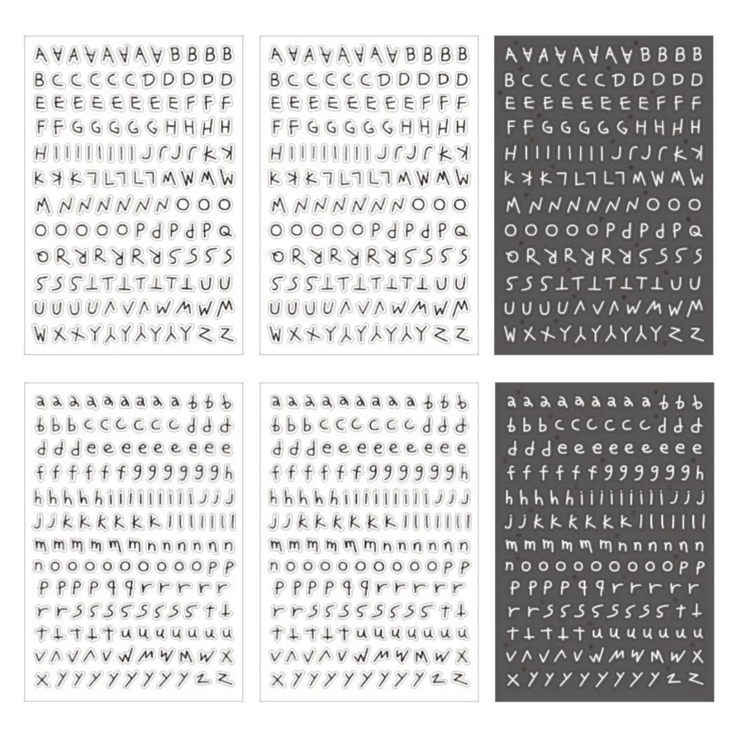 6pcs Doodle Alphabet Sticker Set
