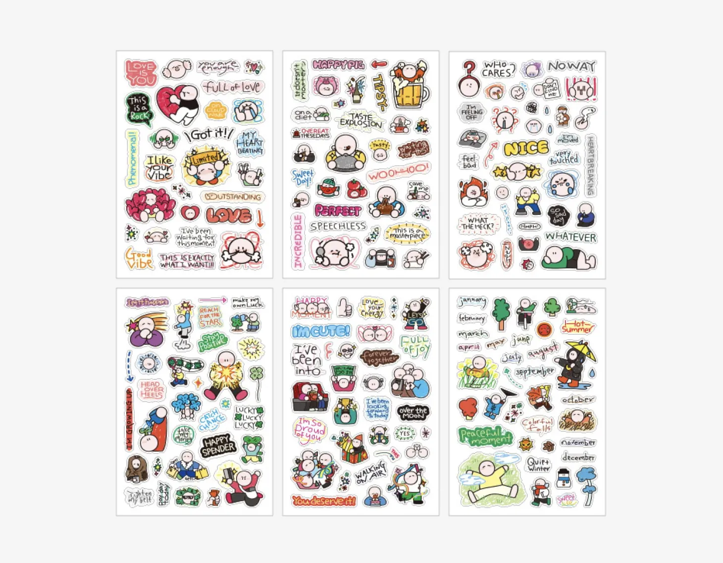 6pcs Doodle Point Removable Sticker Set
