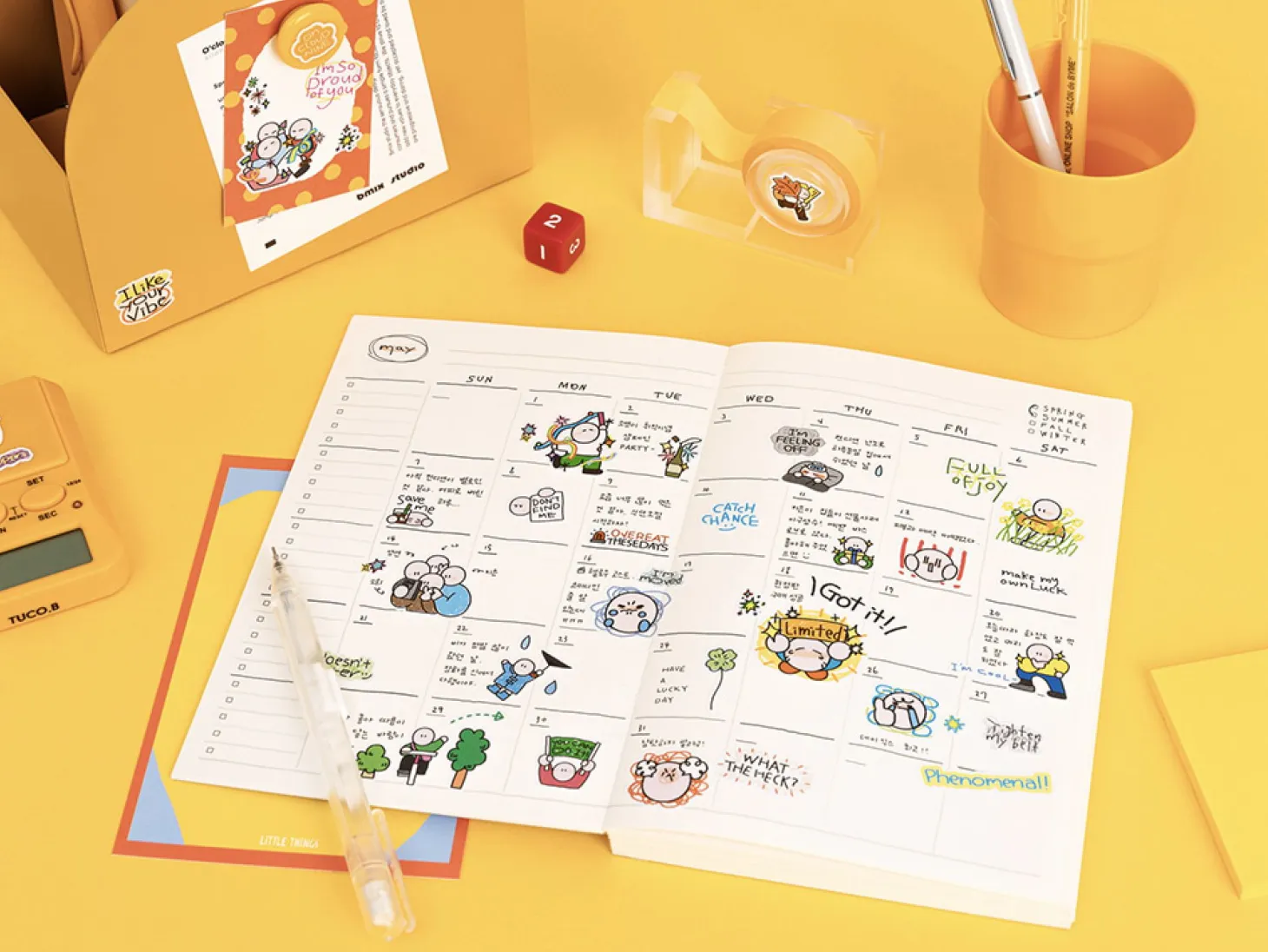 6pcs Doodle Point Removable Sticker Set