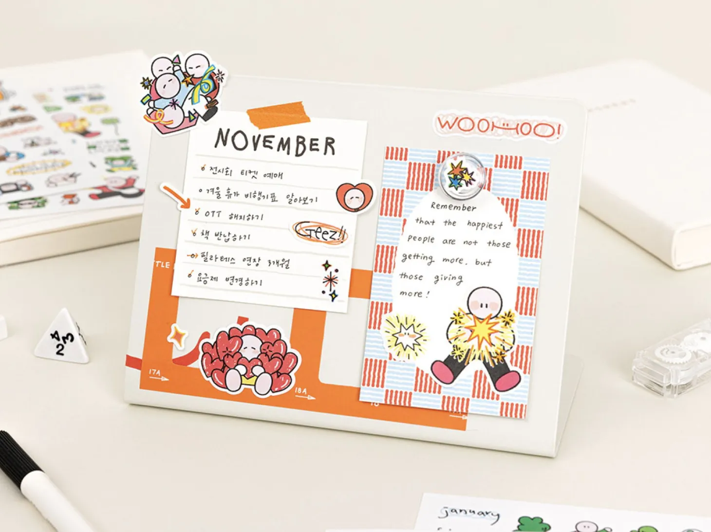 6pcs Doodle Point Removable Sticker Set