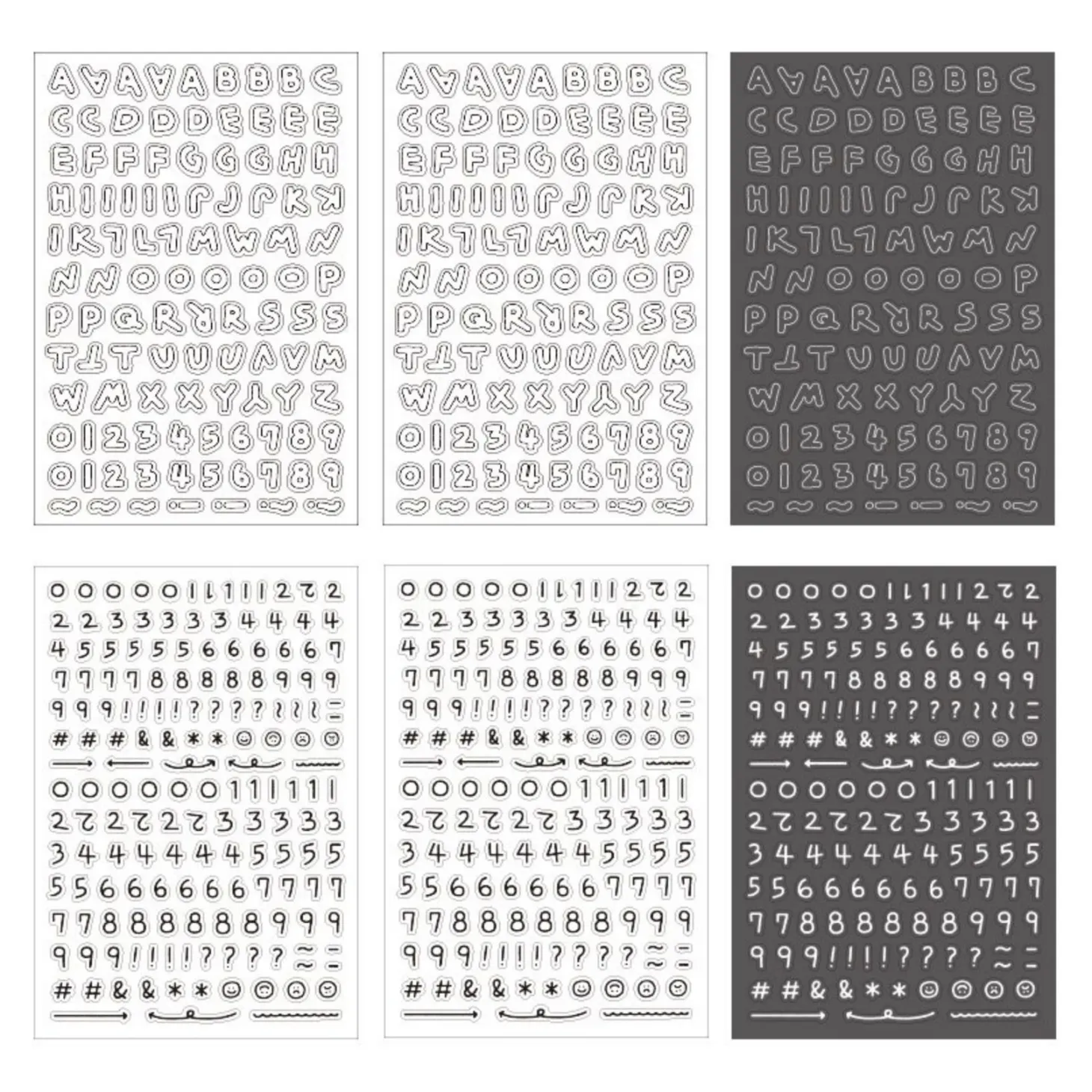 6pcs Fluffy Alphabet Sticker Set