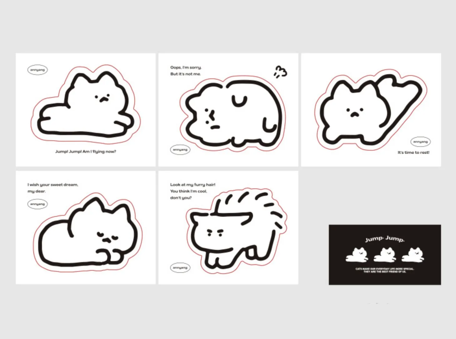 6pcs Jumping Cat Removable Sticker Set
