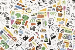 8pcs Little Things Drawing Removable Sticker Set