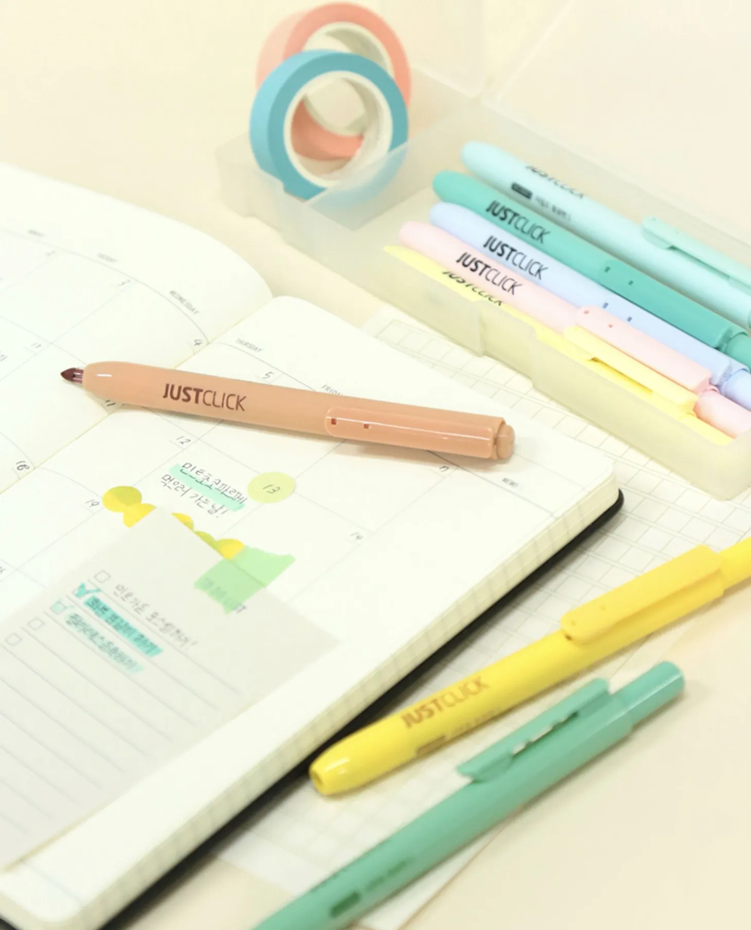 3pcs Natural Retractable Highlighter Set