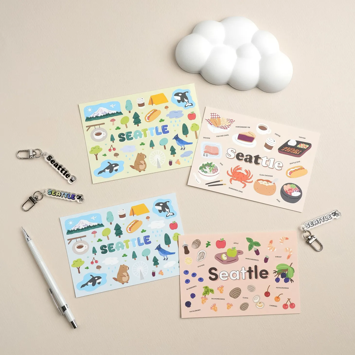 8pcs Seattle Postcard Set