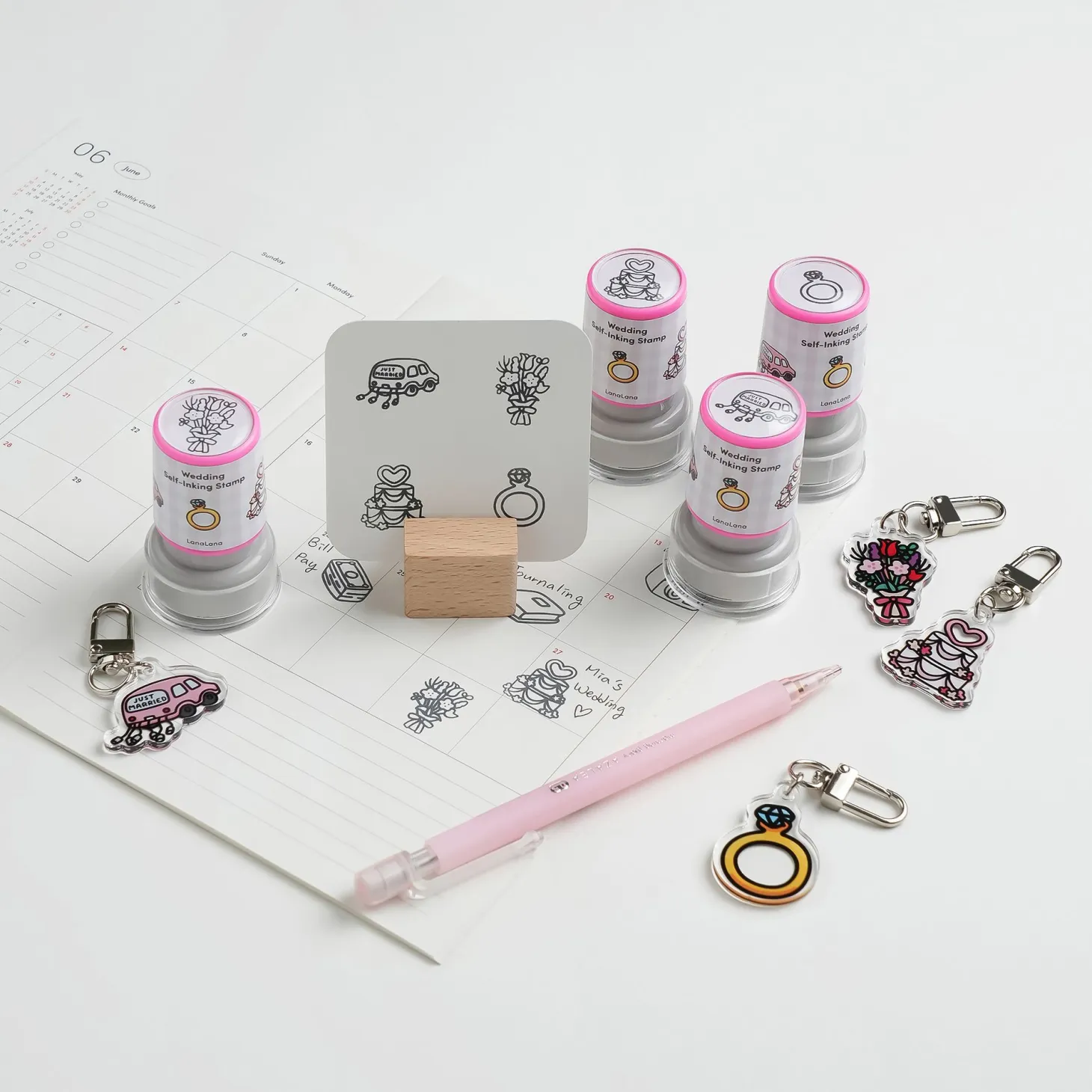 4pcs Self-inking Stamp Set