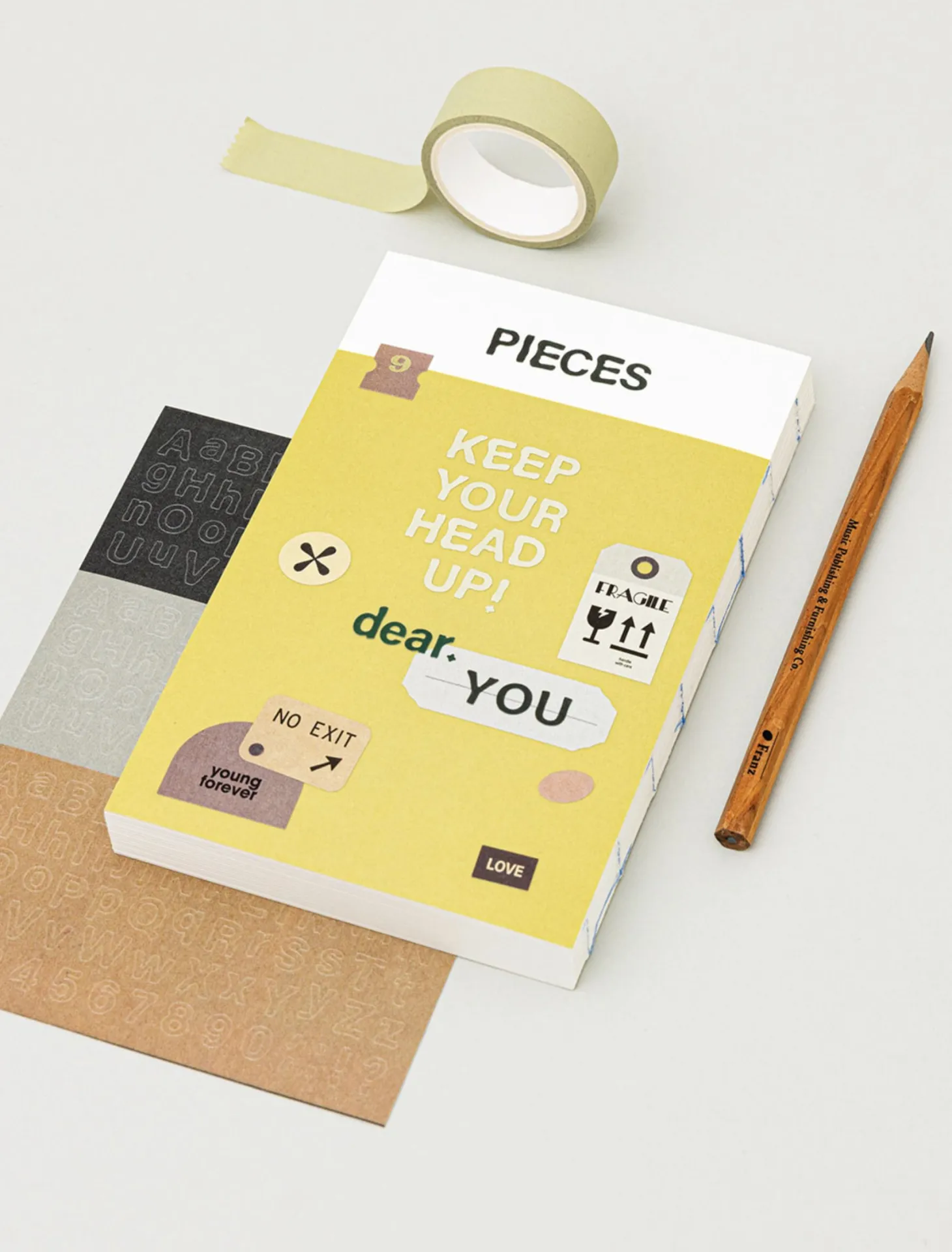 6pcs Vintage Typo Alphabet Sticker Set