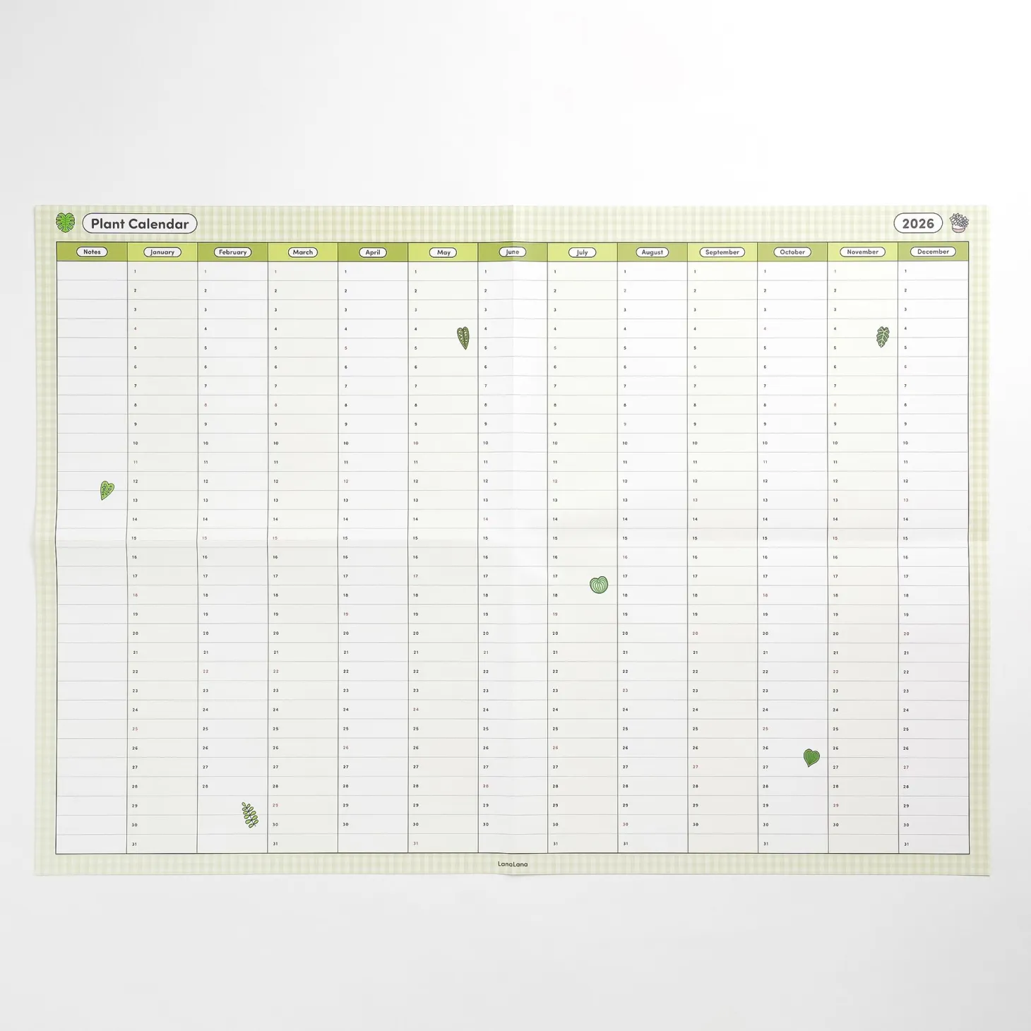 2026 Plant Yearly Calendar Poster
