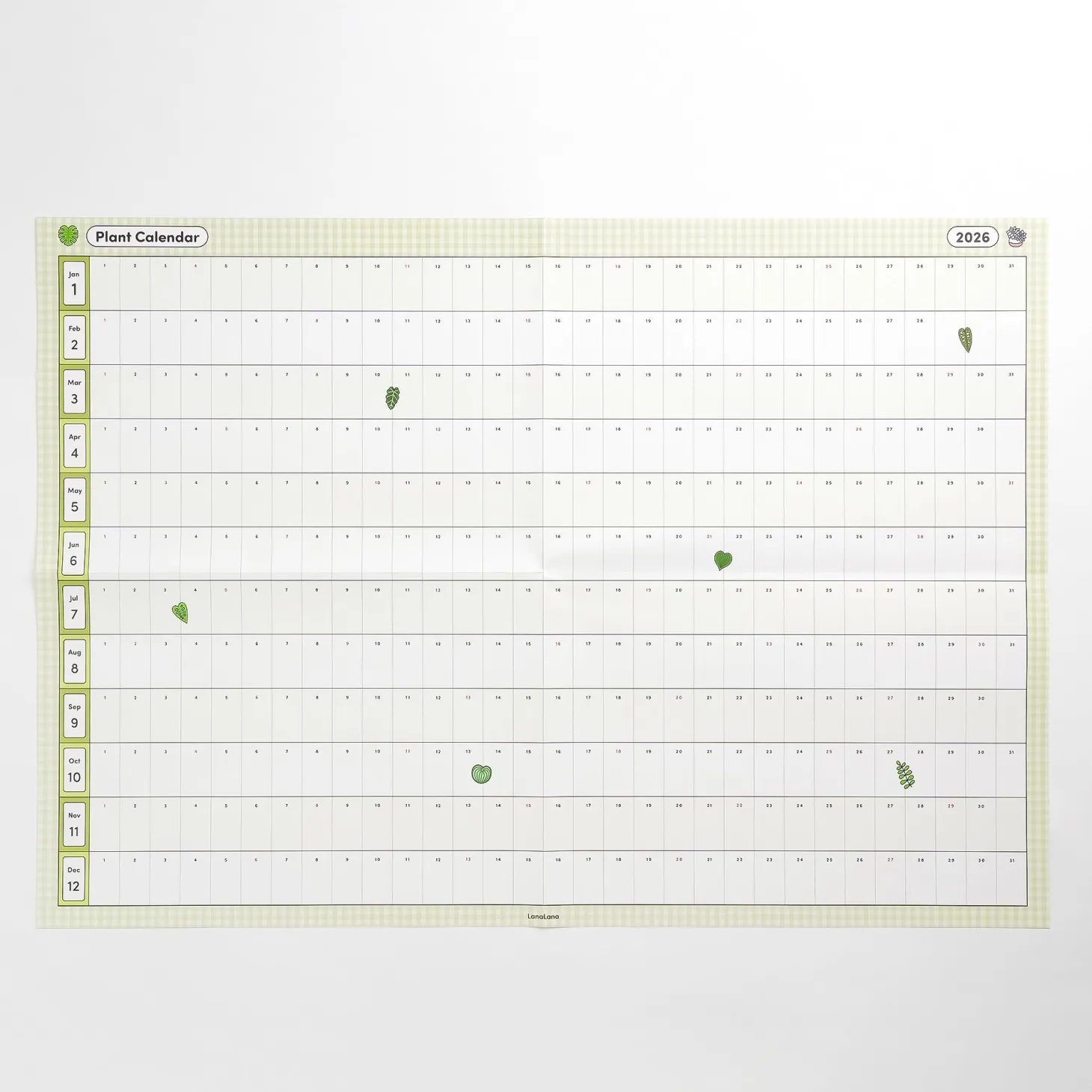 2026 Plant Yearly Calendar Poster