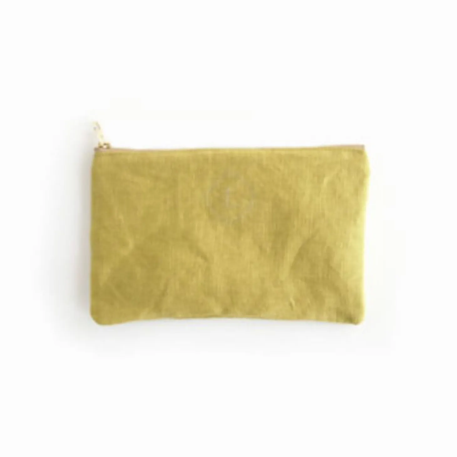 Small Linen Gold Zipper Pouch