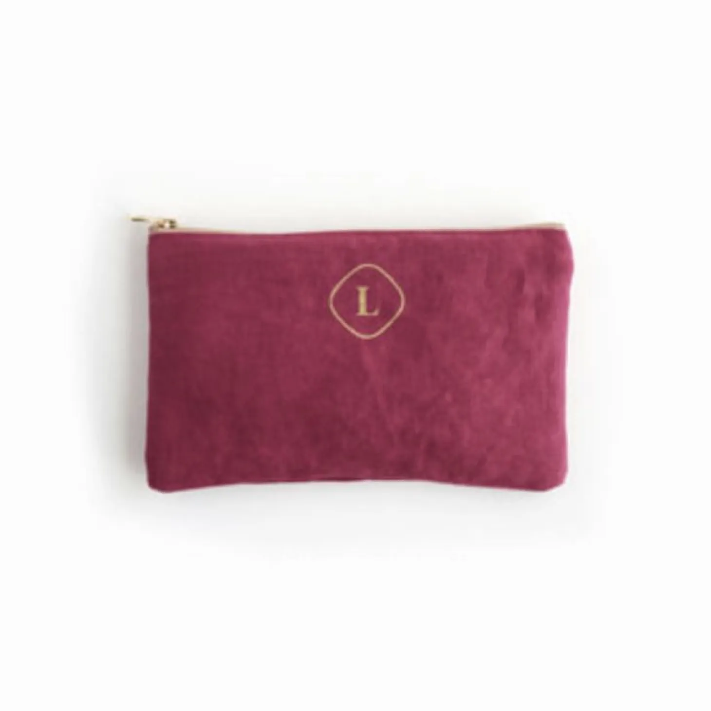 Small Linen Gold Zipper Pouch
