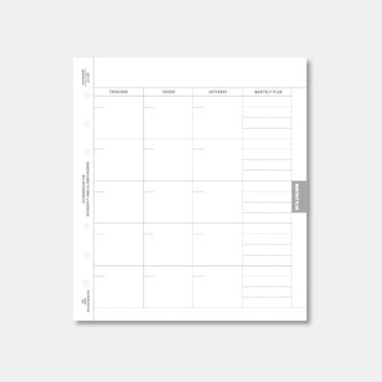 Square Plan 6 Ring A6 Wide Note Refill